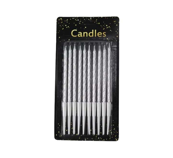 Cake Candles Spiral Silver 10 pack