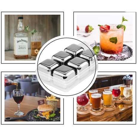 6-Pack Stainless Steel Reusable Ice Cubes For Drinks