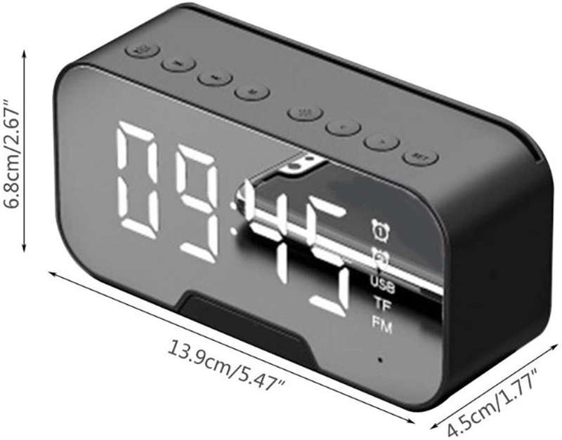 Mirror Alarm Clock BT-Speaker Temperature Display &amp; Radio