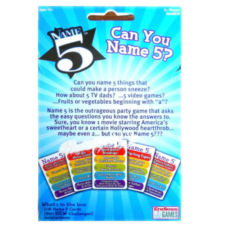 Name 5 Card Game