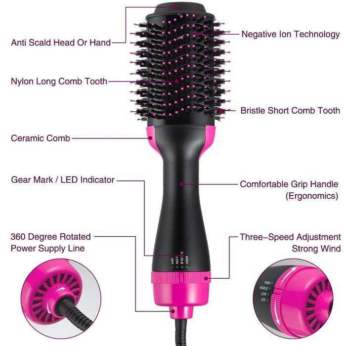 3-in-1 Hair Dryer and Volumiser with Ceramic Heater &amp; Styler Comb