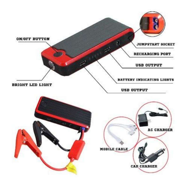 Car Jump Starter 12000Mah Emergency Start Power Bank Led Torch