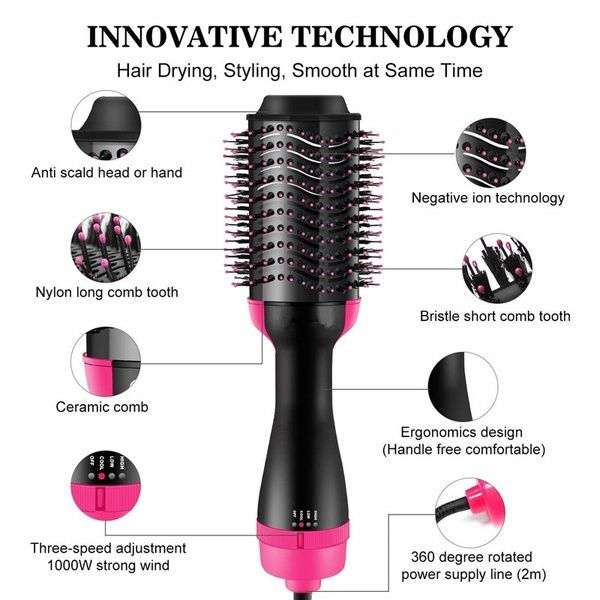 3-in-1 Hair Dryer and Volumiser with Ceramic Heater &amp; Styler Comb