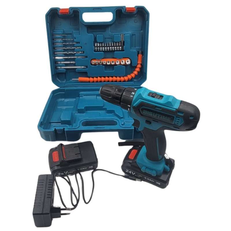 24V Cordless Rechargeable Lithium-Ion Drill and Screwdriver Set With Two Batteries