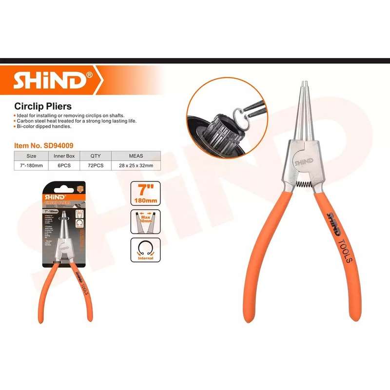 Circlip Pliers 7 inch 180mm Straight Internal
