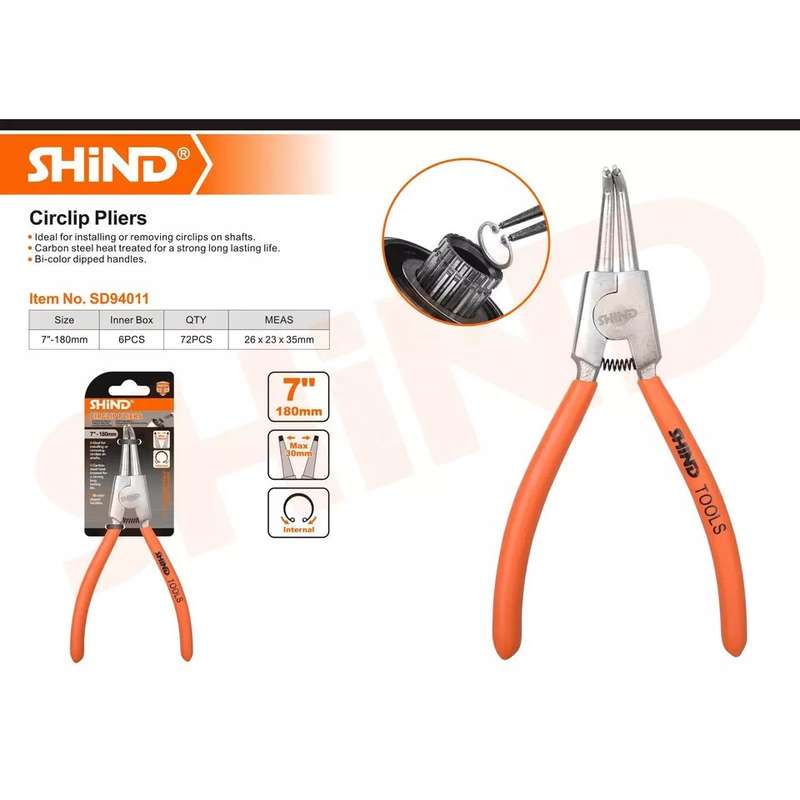 Circlip Pliers 7 inch 180mm Curved Internal