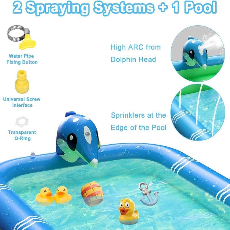 Dolphin Kids Spraying Splash Pool