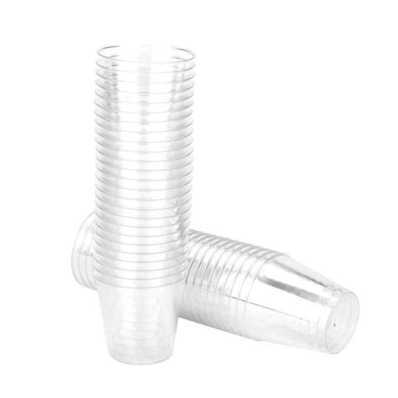 Plastic Tot Glass Disposable Small Plastic Glass Clear 30ml (5 Packs of 30 Galsses)