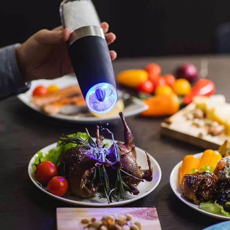 Gravity electric salt and pepper mill