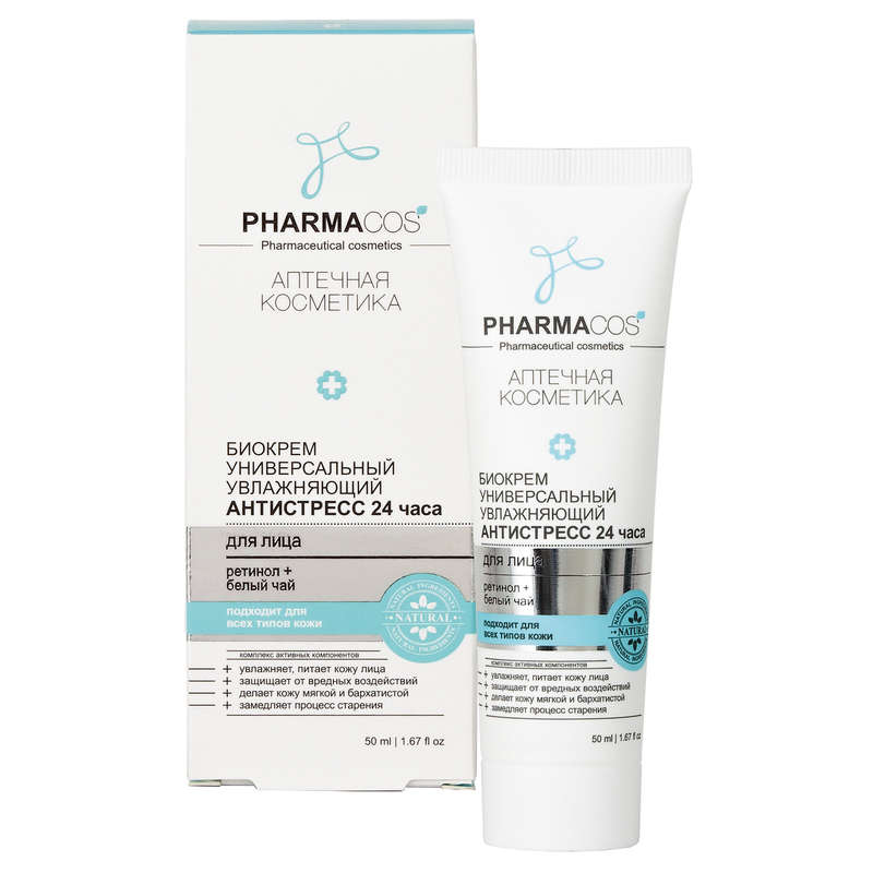PharmaCos Moisturizing Facial Cream with Retinol and White Tea "Anti - Stress 24 h, 50ml