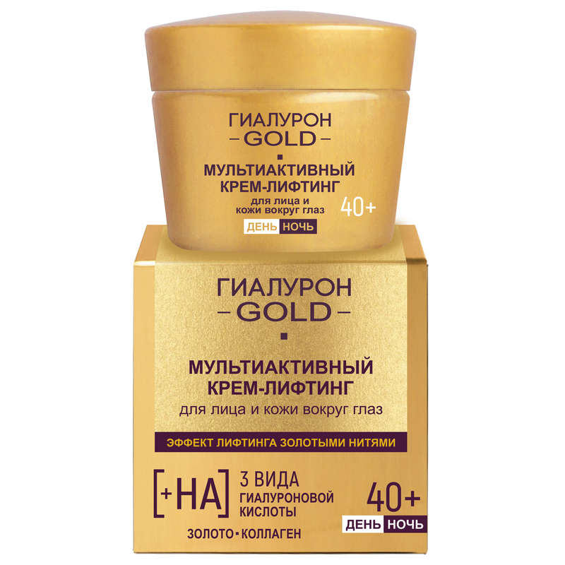 Hyaluron Gold Multi-Active Lifting Cream for the Face and Skin Around the Eyes, Night 40+, 45ml