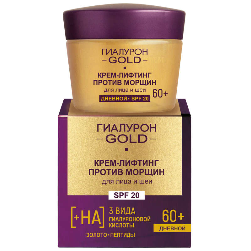Hyaluron Gold Cream-Lifting against Wrinkles for face and neck SPF 20, 60+, 45ml