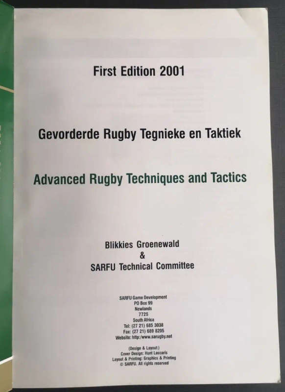Advanced Rugby Techniques and Tactics First Edition 2001