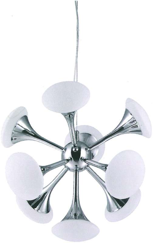 9x40W G9 CHROME/GLASS PENDANT LIGHT FITTING