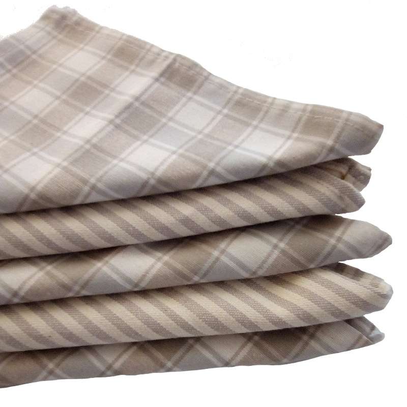 Stripe and Check Cream Cotton Napkins