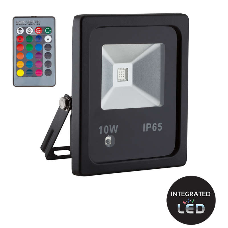 Eurolux LED 10w Floodlight Black RGB and Remote