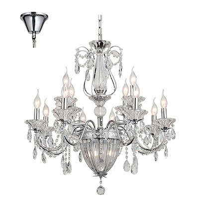 Radiant 12 Light Chandelier Crystal Chrome E14 12x40w