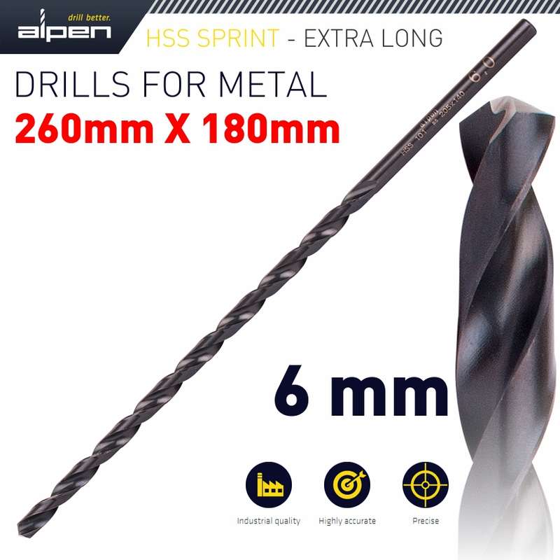 Alpen Hss Drill Bit 6Mm 260 X 180 Extra Long