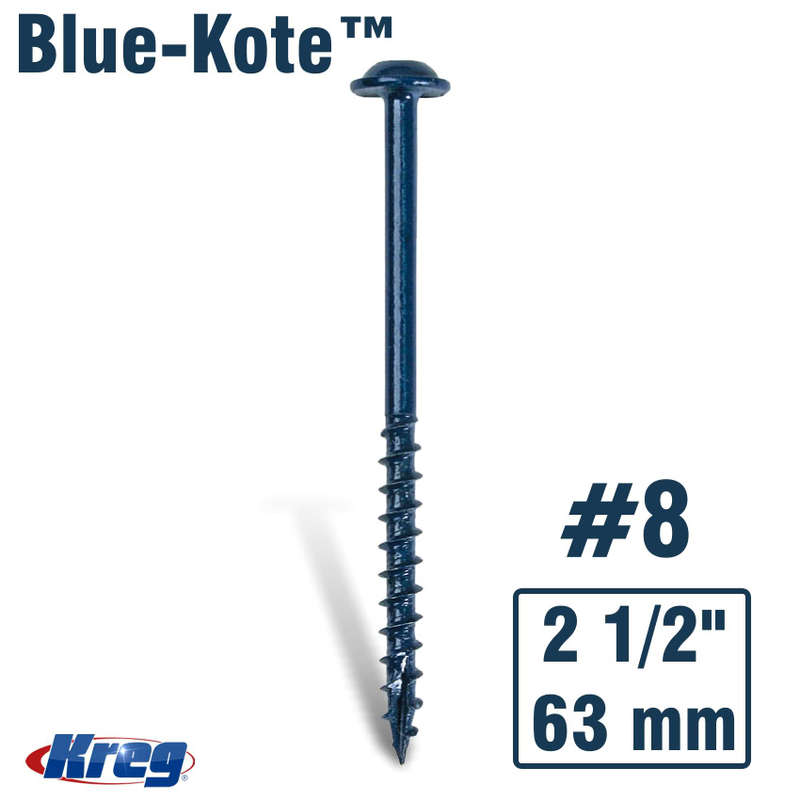 Kreg Blue-Kote Wr Pocket Screws 2 1/2'#8 Coarse Washer Head 250Ct