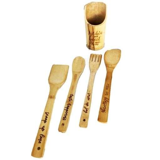 Wooden Utensil Set with Wooden Holder