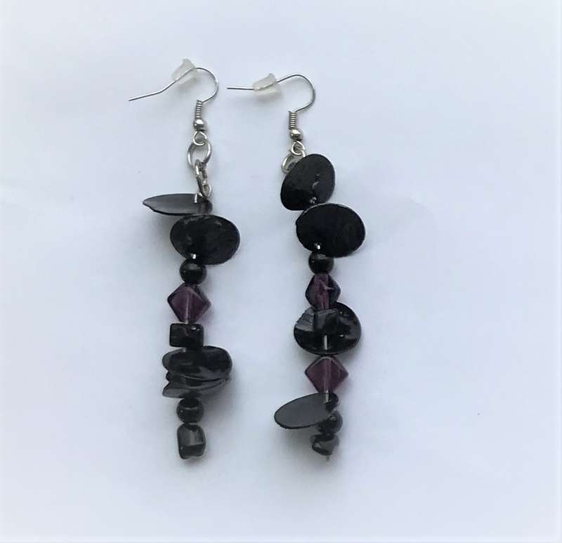 Black Violet Earrings