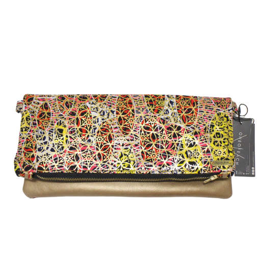 Vibrant Gold Fold-Over Clutch Bag