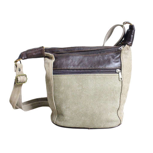Buffalo & Cow Leather Sling Bag (Light Beige)