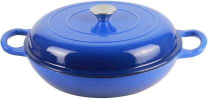 Cast Iron Round Casserole Dish - Blue
