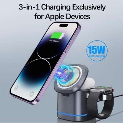 3 in 1 15W Wireless Magnetic Charger