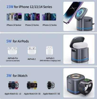 3 in 1 15W Wireless Magnetic Charger