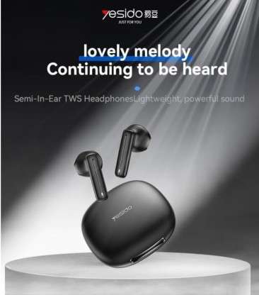 Yesido ANC Bluetooth Earphones  BT5.3 Semi-In-Ear Wireless Earbuds TWS25 with HD Microphone, 13mm D