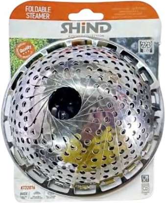 KT 32076  Shind Stainless Steel Foldable Steamer 23cm Steel Colander Kitchen Tool Set