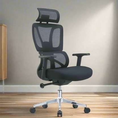 Designer Concepts Alodius Office Chair With Headrest-Black Office Adjustable Arm Chair