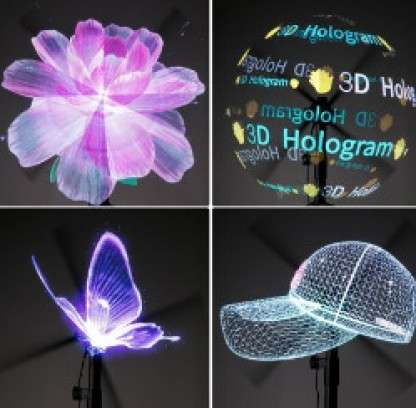 LED 3D HD Holographic Sign Spinning Projector - 42cm
