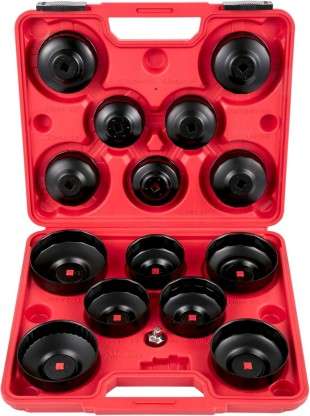 14 Piece Cup Type Oil Filter Wrench in Case Vehicle Tool Kit