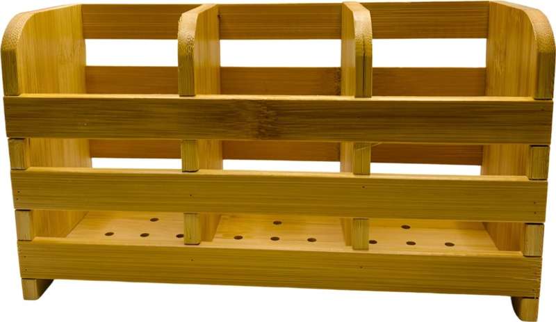 Wood Utensil Kitchen Rack  (Brown)