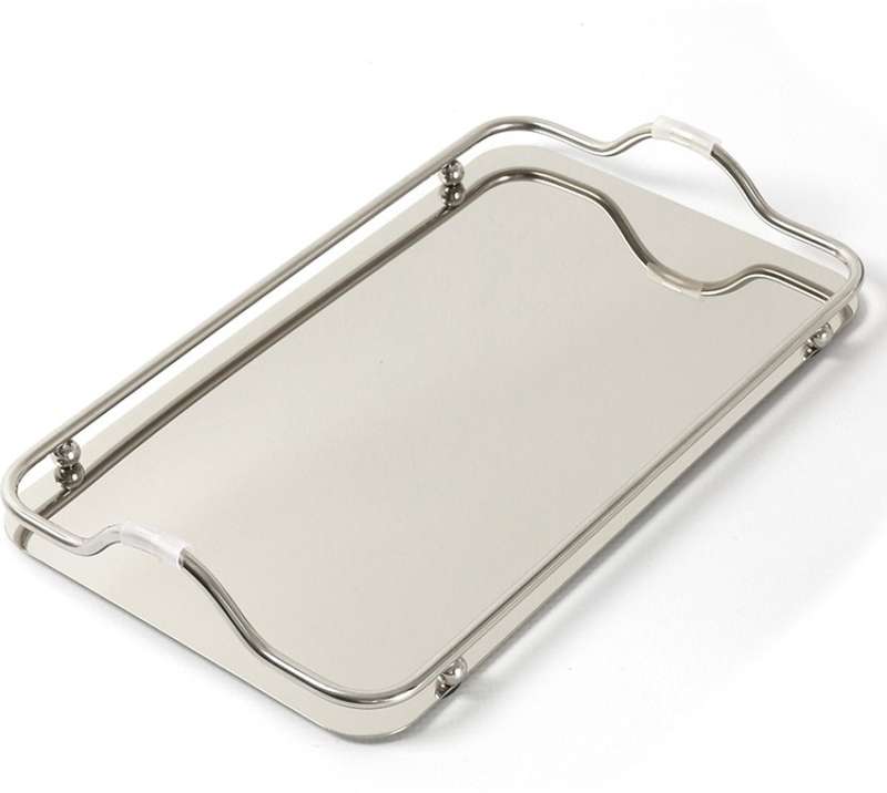 Triangular Stainless Steel Mirror Tray 42x27cm