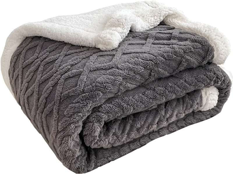 Queen size Warm Geoometric Fluffy Fleece - Grey