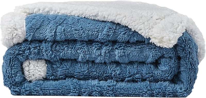 Queen size Warm Geometric Fluffy Fleece - Blue