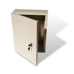 METAL ENCLOSURE BEIGE LOCKABLE 1-KEY HOLE 400x300x120 01-12-P