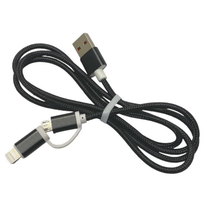 USB INTERFACE TO MICRO USB & IOS 2M BRAIDED 170385-BRAIDED