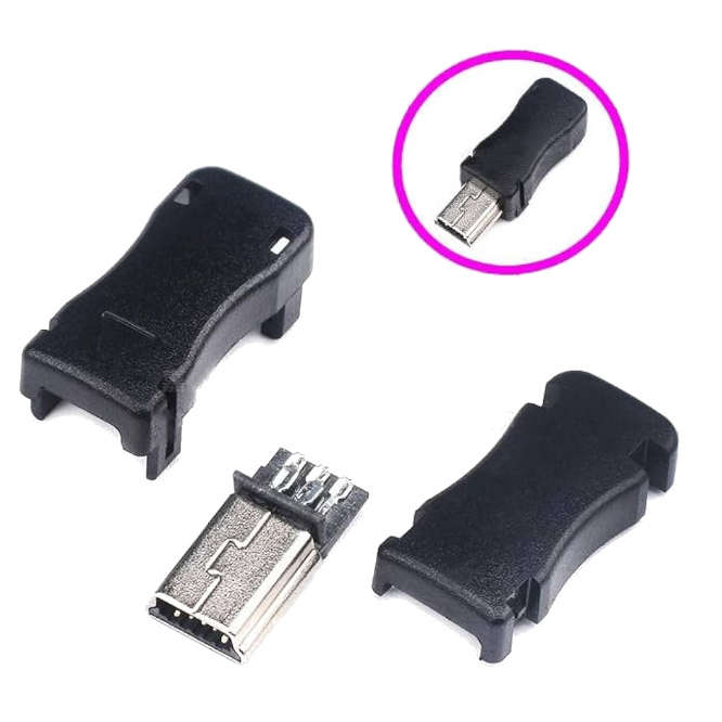 MINI USB PLUG IN BLACK HOUSING 5P - REWIREABLE 170820