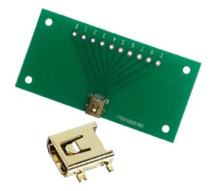 MINI USB 8-PIN SMT BREAKOUT PC BOARD 60x30mm MUSB-SFM08