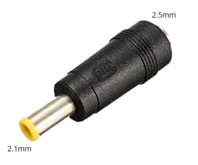 ADAPTER DC POWER 2.1 PLUG TO 2.5mm SOCKET YELLOW RING 180754-YL