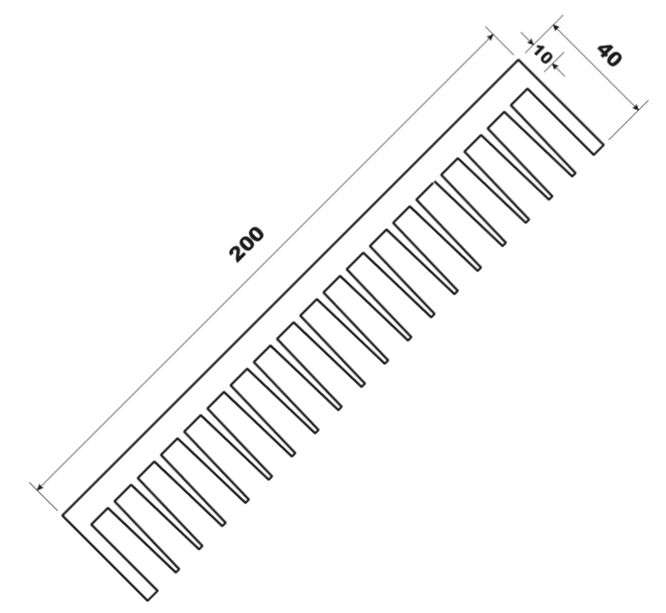 HEATSINK 200WIDE COMB 34670 MILL, 50mm LONG 38555-6063-T6 *DBK-50*MILL*