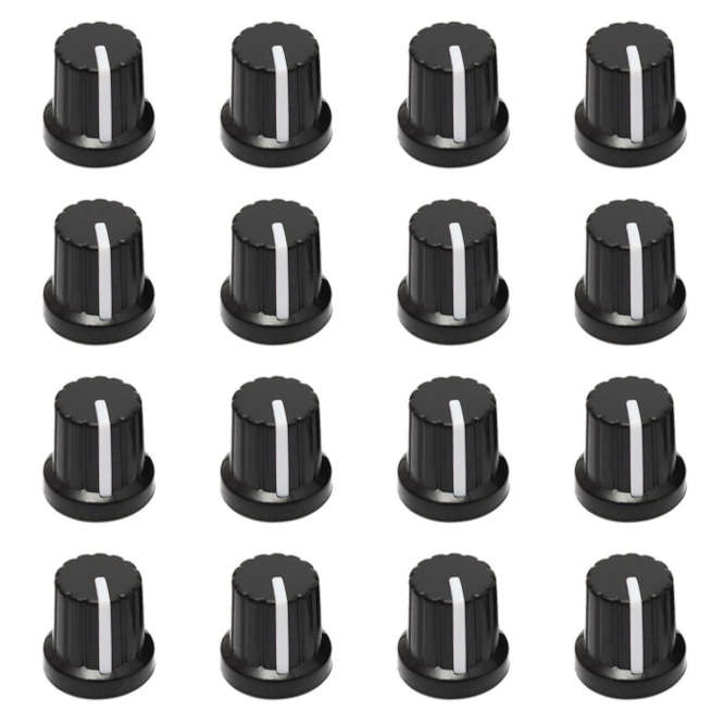 BLACK KNOB WITH WHITE MARKER 6mm 11x15 - 10P/BAG 211201