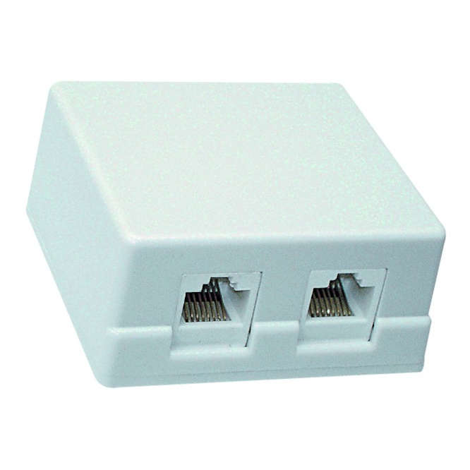 WALL MOUNT DUAL RJ45C WHITE NETWORK BOX CAT6 6BX-U2XA6