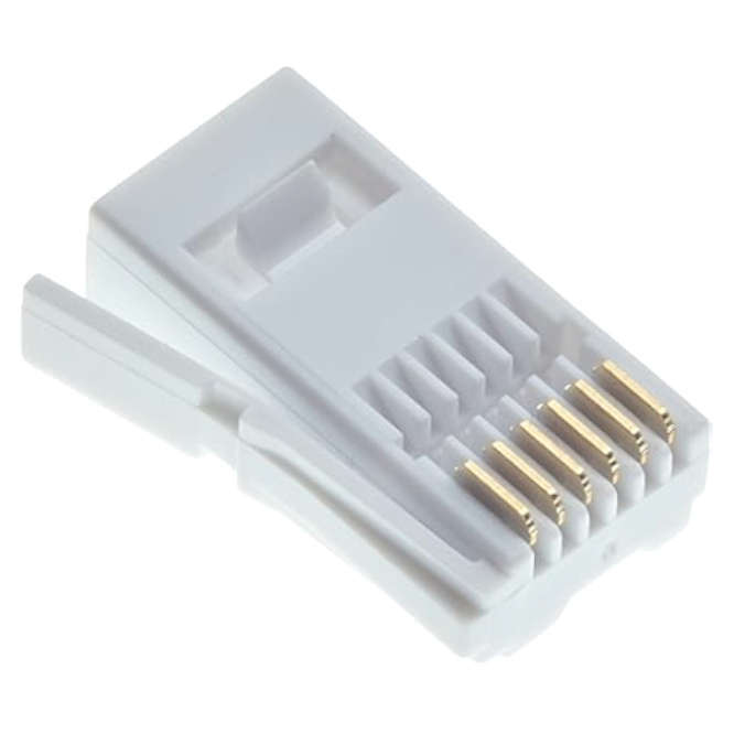 RJ12 PLUG 6P6C RIGHT LEVER WHITE BRITISH TYPE 6W6P