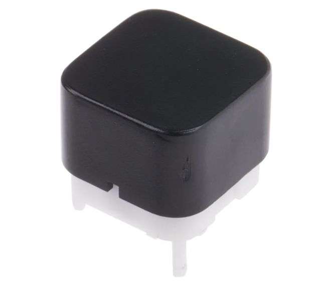 PCB TACTILE SWITCH SPDT 12.4x12.4x13.6mm BLACK CAP 734-7362
