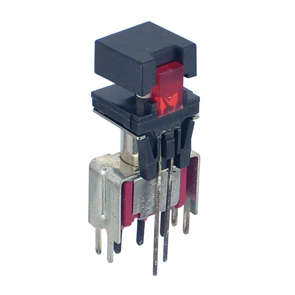 SWIT P/BUTT SQU SPDT W/LED PCB 8161J96V3QE-23